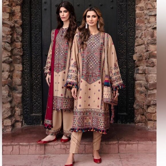 JAZMIN PAKISTANI DESIGNER EMBROIDERED SLUB KHADDAR - Picture 7 of 16